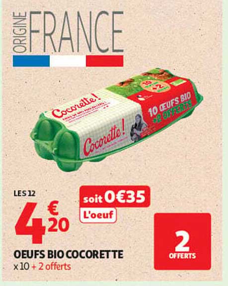 OEUFS BIO COCORETTE x10 + 2 offerts