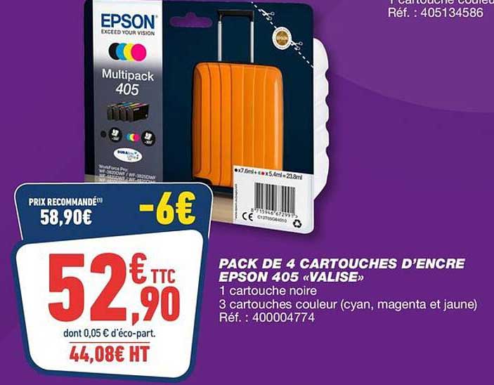 PACK DE 4 CARTOUCHES D'ENCRE EPSON 405 «VALISE»