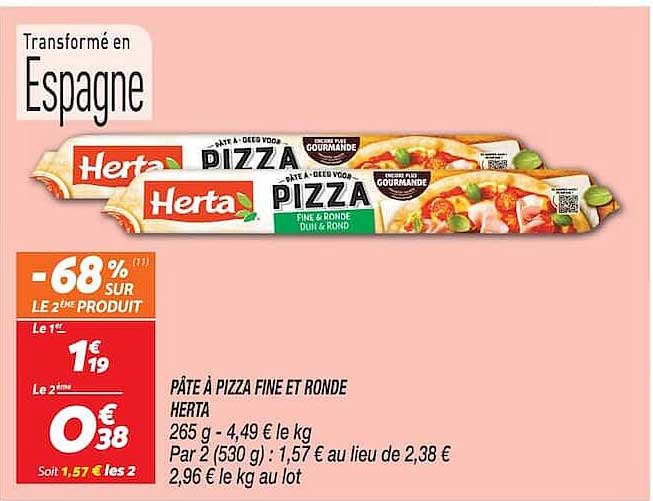 PÂTE À PIZZA FINE ET RONDE HERTA