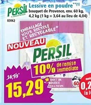 PERSIL Lessive en poudre bouquet de Provence, env. 60 kg, 4,2 kg (1 kg = 3,64 au lieu de 4,04)