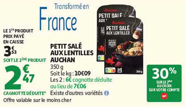 PETIT SALÉ AUX LENTILLES AUCHAN