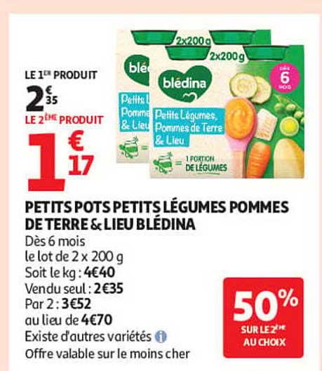 PETITS POTS PETITS LÉGUMES POMMES DE TERRE & LIEU BLÉDINA