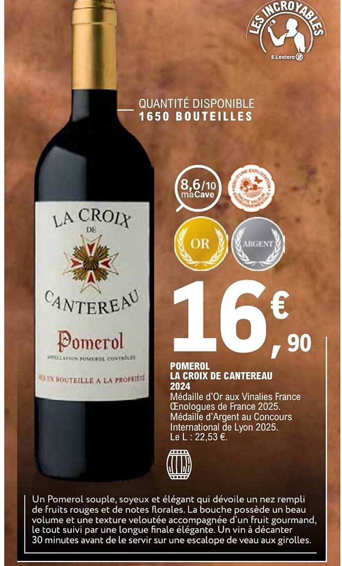 Pomerol LA CROIX DE CANTEREAU 2024