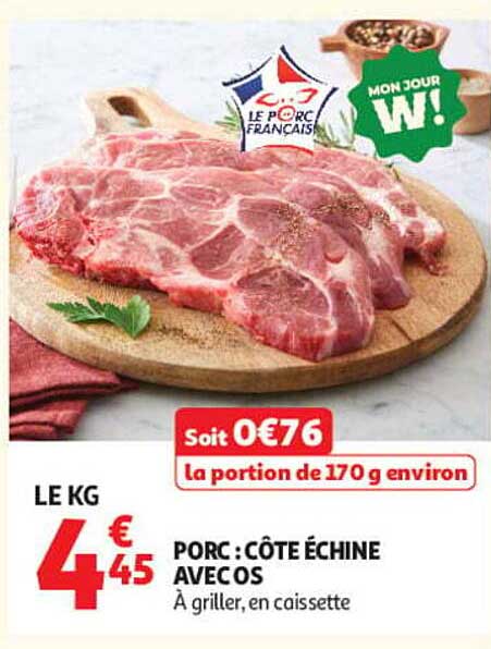 PORC : CÔTE ÉCHINE AVEC OS