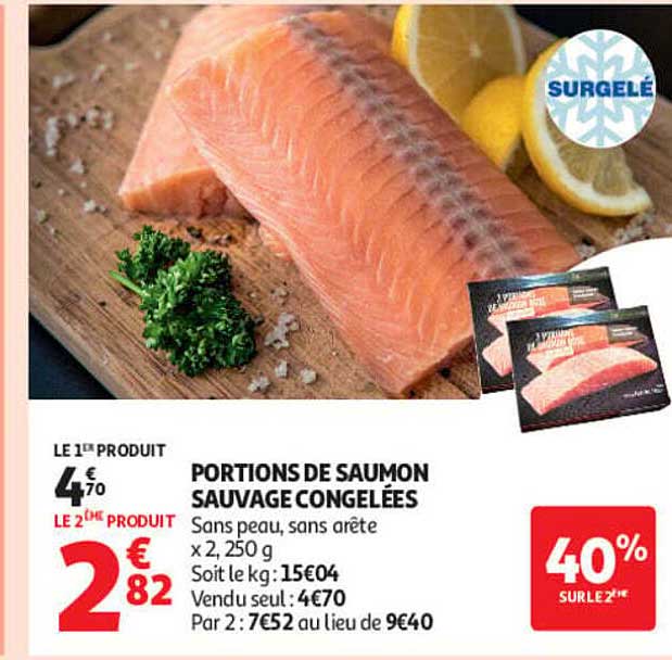 PORTIONS DE SAUMON SAUVAGE CONGELÉES