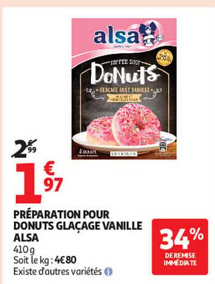 PRÉPARATION POUR DONUTS GLACAGE VANILLE ALSA