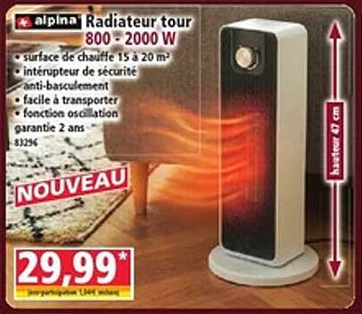 Radiateur tour 800 - 2000 W