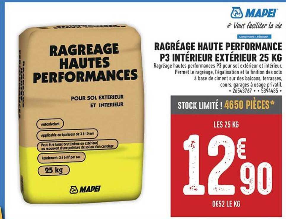 RAGRÉAGE HAUTE PERFORMANCE P3 INTÉRIEUR EXTÉRIEUR 25 KG