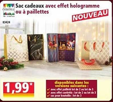 Sac cadeaux avec effet hologramme ou à paillettes