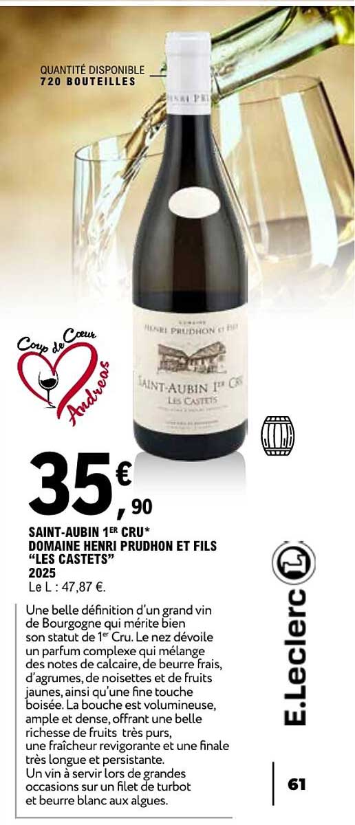 SAINT-AUBIN 1ER CRU* DOMAINE HENRI PRUDHON ET FILS “LES CASTETS” 2025