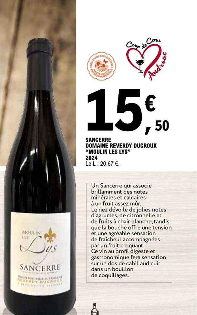 SANCERRE DOMAINE REVERDY DUCROUX “MOULIN LES LYS” 2024