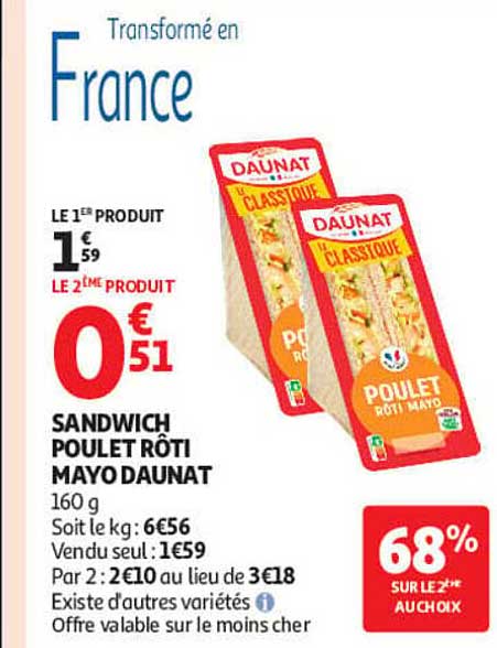 SANDWICH POULET RÔTI MAYO DAUNAT