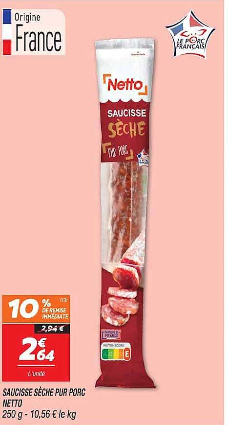SAUCISSE SÉCHÉE PUR PORC NETTO