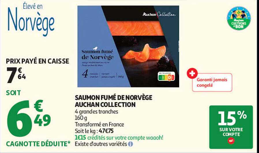 Saumon fumé de Norvège Auchan Collection