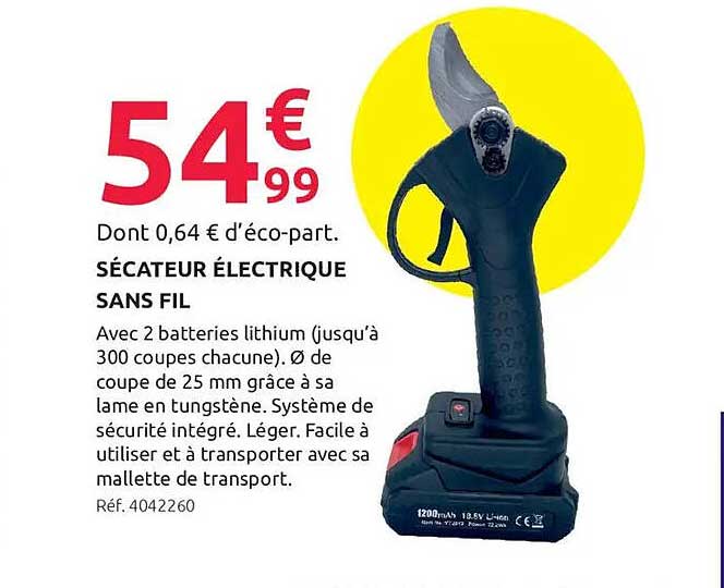 SÉCATEUR ÉLECTRIQUE SANS FIL
