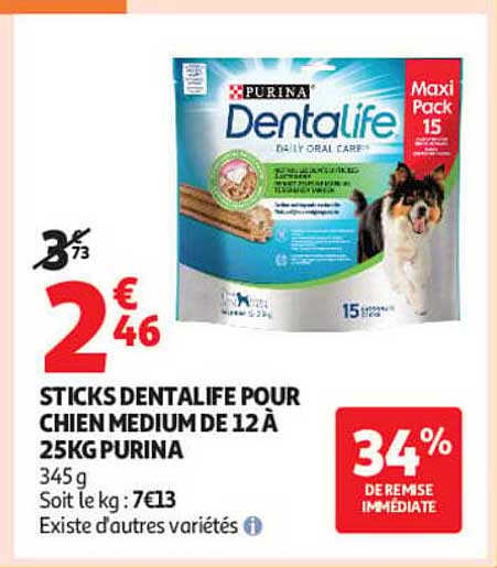STICKS DENTALIFE POUR CHIEN MEDIUM DE 12 À 25KG PURINA