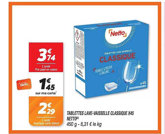 TABLETTES LAVE-VAISSELLE CLASSIQUE X45 NETTO
