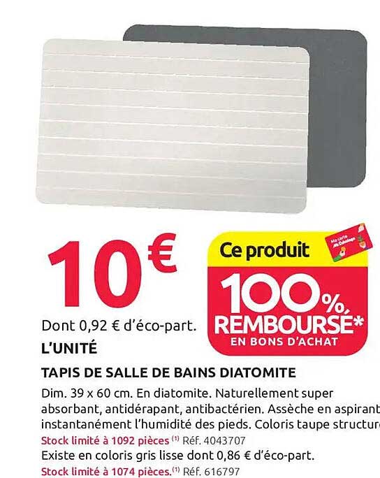 TAPIS DE SALLE DE BAINS DIATOMITE
