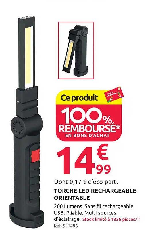TORCHE LED RECHARGEABLE ORIENTABLE