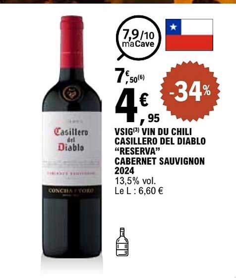 VSIG(3) VIN DU CHILI CASILLERO DEL DIABLO "RESERVA" CABERNET SAUVIGNON 2024