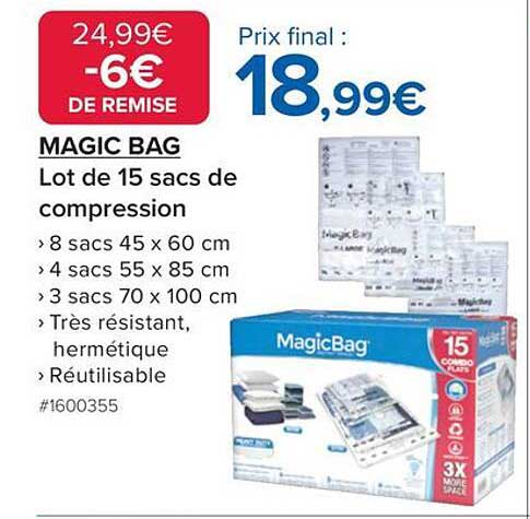 MAGIC BAG Lot de 15 sacs de compression