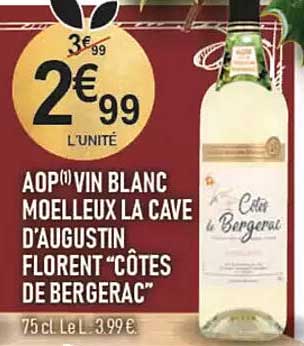 AOP VIN BLANC MOELLEUX LA CAVE D'AUGUSTIN FLORENT "CÔTES DE BERGERAC"