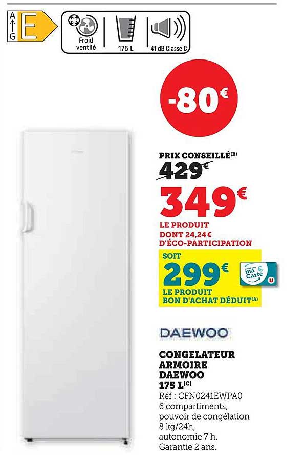 CONGELATEUR ARMOIRE DAEWOO 175 L(C)