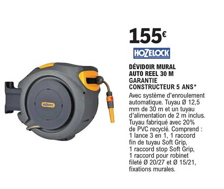 DÉVIDOIR MURAL AUTO REEL 30 M GARANTIE CONSTRUCTEUR 5 ANS*