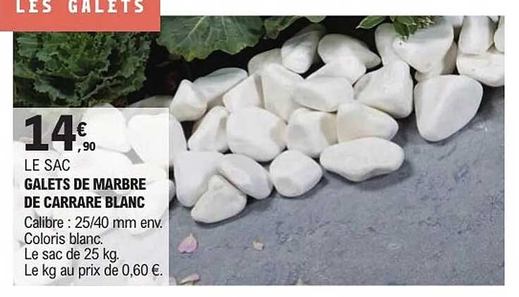 GALETS DE MARBRE DE CARRARE BLANC