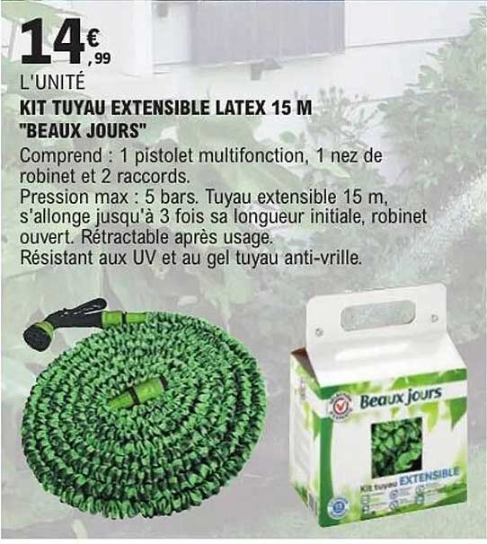 KIT TUYAU EXTENSIBLE LATEX 15 M "BEAUX JOURS"