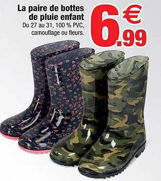 La paire de bottes de pluie enfant