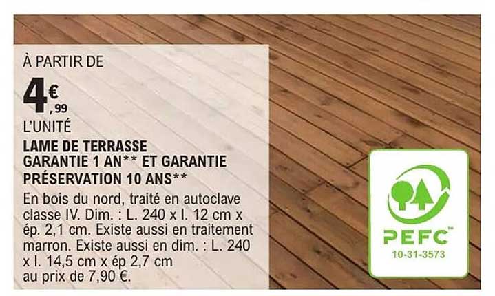 LAME DE TERRASSE GARANTIE 1 AN** ET GARANTIE PRÉSERVATION 10 ANS**