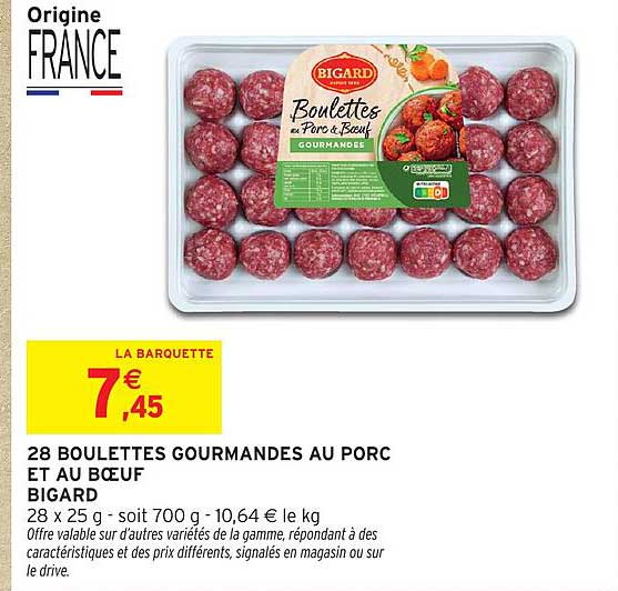 28 BOULETTES GOURMANDES AU PORC ET AU BŒUF BIGARD