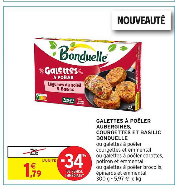 GALETTES À POÊLER AUBERGINES, COURGETTES ET BASILIC BONDUELLE