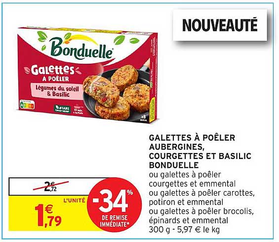 GALETTES À POÊLER AUBERGINES, COURGETTES ET BASILIC BONDUELLE