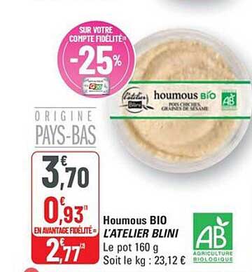 Houmous BIO L'ATELIER BLINI