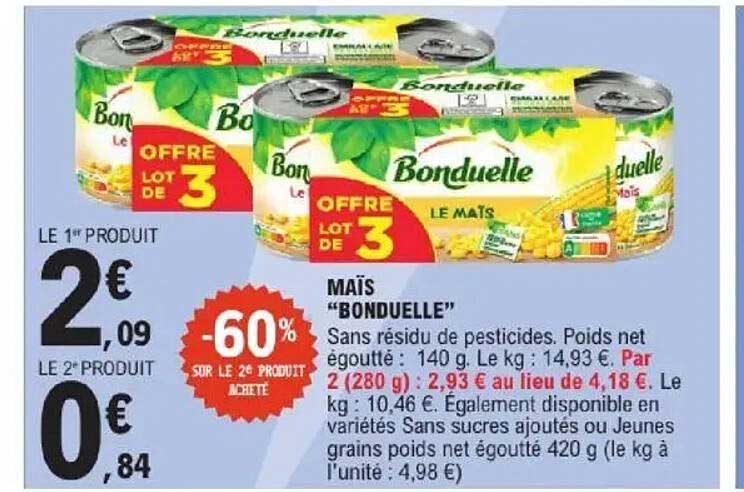 OFFRE LOT DE 3 MAÏS "BONDUELLE"