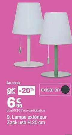 9. Lampe extérieur Zack usb H.20 cm