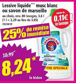 Lessive liquide *** musc blanc ou savon de marseille