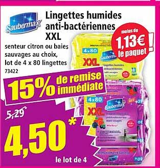 Lingettes humides anti-bactériennes XXL