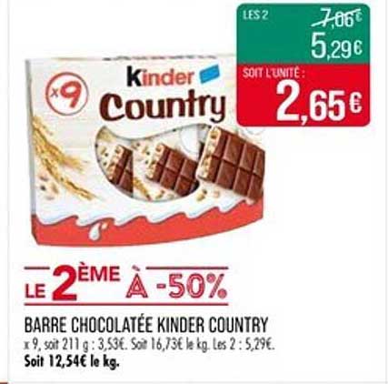 BARRE CHOCOLATÉE KINDER COUNTRY