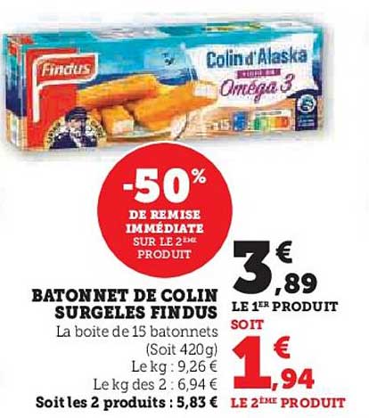 BATONNET DE COLIN SURGELES FINDUS