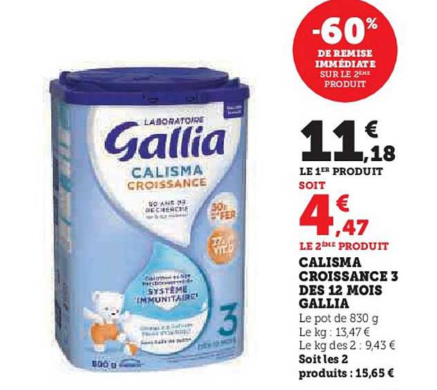 CALISMA CROISSANCE 3 DES 12 MOIS GALLIA