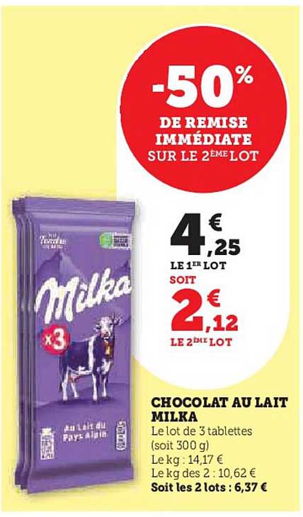 CHOCOLAT AU LAIT MILKA