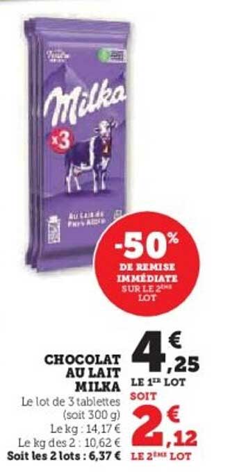 CHOCOLAT AU LAIT MILKA