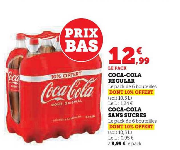 Coca-Cola Regular et Sans Sucre - Pack de 6 bouteilles