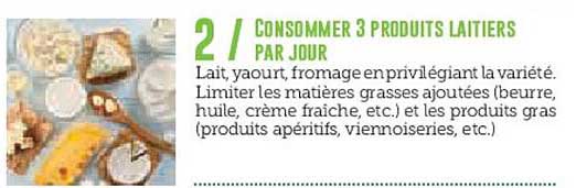 Consommer 3 produits laitiers par jour