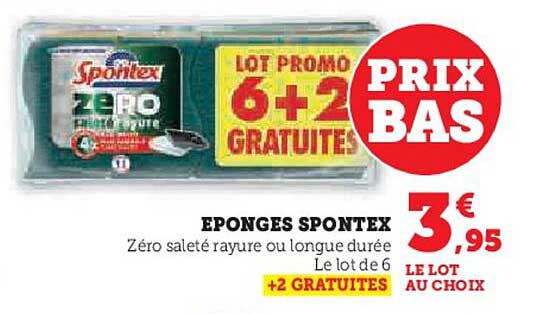Eponge Spontex - Lot Promo 6 + 2 Gratuites