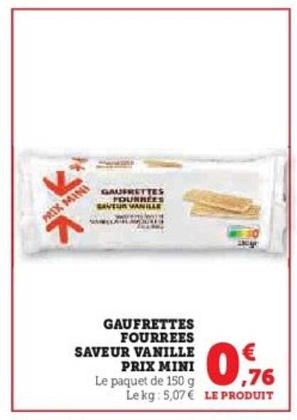 GAUFRETTES FOURRÉES SAVEUR VANILLE PRIX MINI