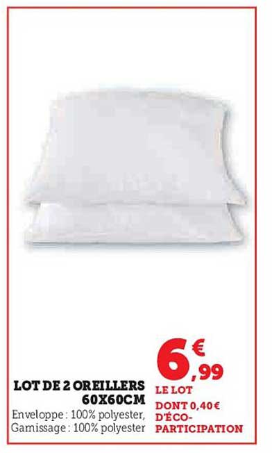 LOT DE 2 OREILLERS 60X60CM